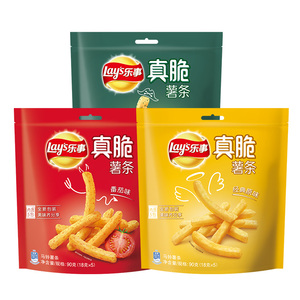 乐事真脆薯条休闲食品小吃整箱薯条三兄弟90g*3零食大礼包