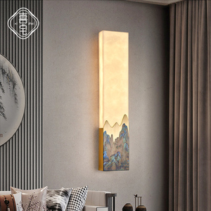 新中式全铜壁灯仿云石装饰中国风禅意客厅沙发背景墙卧室床头灯具