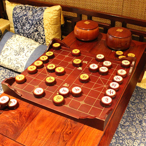 高档礼盒装中国象棋大号特大老人长辈礼品黑檀红檀色竹制棋子送礼