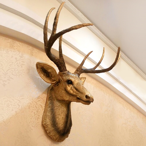 美式鹿头壁挂装饰品创意墙面挂饰复古客厅仿真背景墙壁动物头挂件