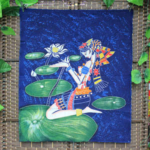 中号蜡染画傣族花妹壁挂云南民族特色人物挂画客厅卧室装饰背景布