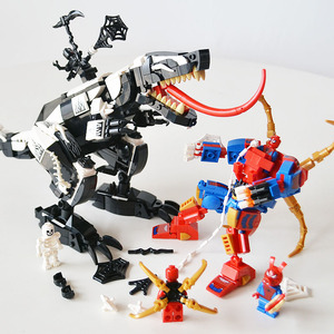 兼容乐高英雄联盟毒液霸王龙蜘蛛侠机甲益智拼装积木玩具拼插拼图