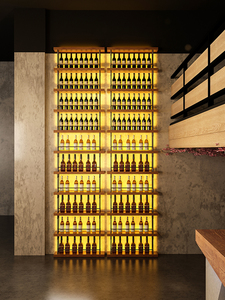 红酒架铁艺发光酒架展示架酒吧餐厅酒柜靠墙柱子置物架隔断啤酒架