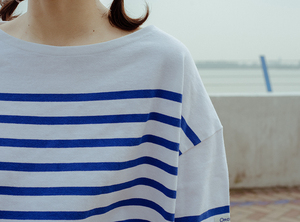 三良洋货店COUDRE 法式少女男孩感海军风条纹针织海魂衫夏季