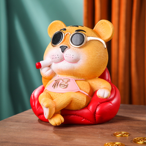 虎年吉祥物老虎储蓄罐摆件创意可爱爆发虎客厅装饰品本命年礼物