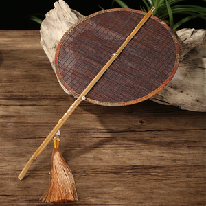 中式手工竹编竹丝腰扇可卷竹扇子折扇中国风古风扇子拍照装饰道具