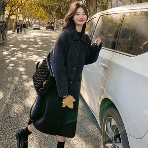 韩版中长款双面呢羊绒大衣女2023秋冬季新款加厚显瘦羊毛呢子外套