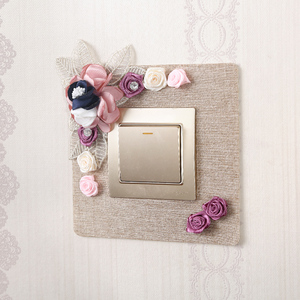 欧式开关装饰套布艺开关贴插座保护套创意家用开关贴墙贴免粘简约