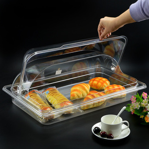 面包蛋糕托盘 透明塑料食品保鲜盒子 自助餐水果展示盘商用耐高温