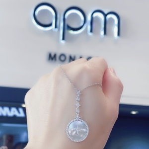 现货apm白色贝母项链ac3965xna-65cm锁骨链可调整气质款送女友礼