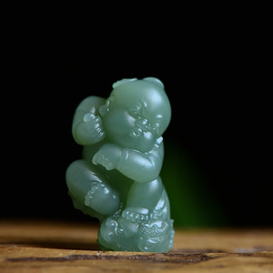 石运玉器 新疆天然和田玉粉青娃娃挂件摆件吊坠玉佩玉坠