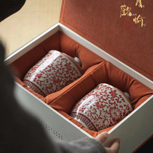 陶瓷罐茶叶罐茶叶包装礼盒红茶绿茶岩茶通用密封双罐中式空礼盒
