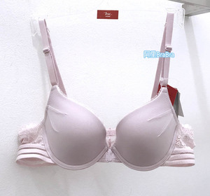泰国bsc浅粉色文胸 蕾丝花边美背 有钢圈 固定肩带 前扣聚拢 代购