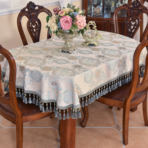 欧式高端椭圆形餐桌布折叠桌半圆弧桌子盖巾休闲宴会桌子刺绣台布