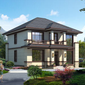 2134新中式二层小别墅设计图纸120平农村自建楼房网红简单带阳台