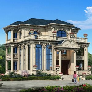 3087农村自建房豪华大气欧式三层三间带阳台高端豪宅别墅设计图纸