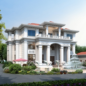 000人付款淘宝350三层豪华洋房意式田园风别墅设计图纸带电梯地下室