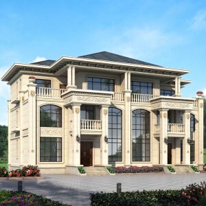 3075三层两兄弟双拼别墅设计图纸豪华带阳台大面积欧式三层自建房