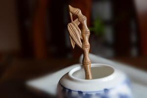 天然百年绿檀木 手工雕竹叶发簪 古典木簪子 清香