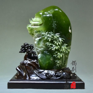 镯别林 玉石摆件 客厅天然岫玉器摆件原石玉雕摆件大镇宅装修礼品