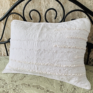 艳小花家纺原创设计欧式全棉绗缝手工捏折花压线包边枕套单人枕袋