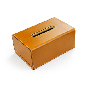 聚变手工皮具高端定制黄色植鞣革牛皮真皮轻奢时尚精致纸巾抽纸盒