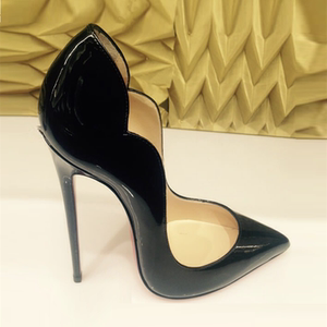 新品公测hot chick名媛系列超高跟鞋经典波浪v口13cm红底情趣单鞋