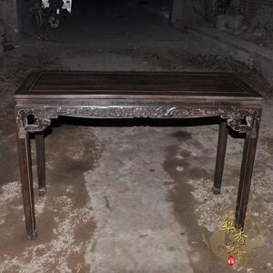 小叶紫檀条案清代小叶紫檀木镶嵌雕刻龙纹条桌画案条几明清家具
