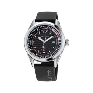 nautica 诺帝卡男士黑色大表盘青春休闲运手表流行656086100648