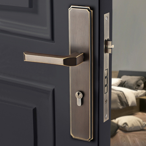 全铜卧室内静音房间卧室木门锁现代简约轻奢新中式双开子母大门锁
