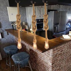 LOFT美式乡村复古餐厅吧台创意咖啡厅过道楼梯客厅单头麻绳吊灯