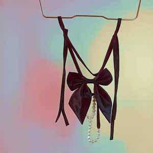 lgbtq性感蝴蝶结情趣t裤系带内裤男女士丁字裤珍珠一根绳双丁透明