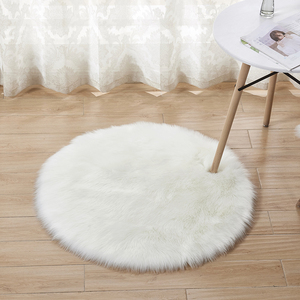 定做圆形可机洗混纺羊毛地毯白长毛地毯卧室床边地垫铺满客厅茶几