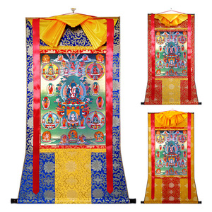 定制西藏唐卡 2064文武百尊寂静尊布艺装裱挂画尼泊尔风格非手绘