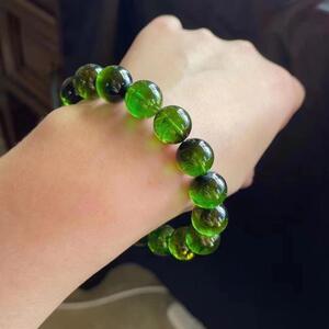 珍贵醇美老矿帝王绿碧玺手链老料绿碧玺!总重55.9g  约13.00mm