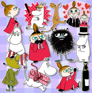 贴纸小河马一族防水不留胶痕手机行李箱卡通贴姆明亚美合集少女贴