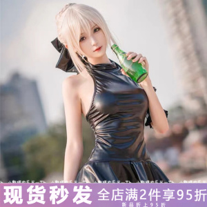 fate吾王黑saber死库水cosplay泳衣动漫女二次元女仆装性感无胸垫