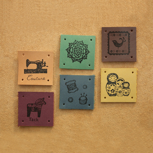 韩国进口天然皮标签服装手工布标缝纫机方形真皮handmade装饰皮标