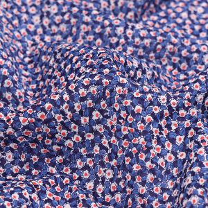 日本小纹工房进口80支纯棉布料盐缩小蓝花连衣裙柔软夏季服装面料