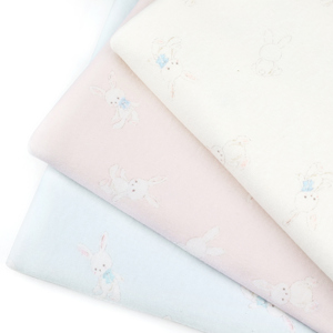 日本进口清原有机棉布料针织棉小兔子柔软可爱卡通睡衣印花服装布