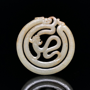 古玉老玉古董收藏明清玉器古玩和田玉战汉高古玉螭龙玉璧吊坠玩件