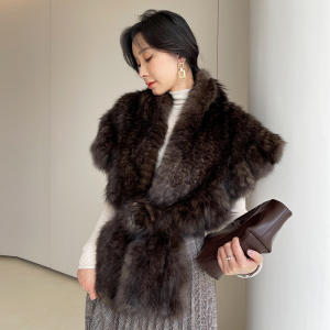 紫貂水貂貂毛皮草外套披风新娘结婚礼服皮草披肩斗篷皮草女毛毛绒
