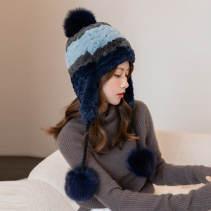 兔毛帽子女冬季毛毛皮草包头帽甜美可爱百搭潮流盆帽显脸小雷锋帽
