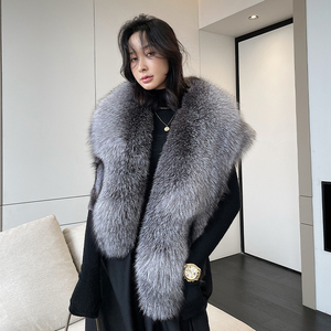 新款狐狸毛披肩银狐毛皮草披肩围巾新娘结婚整张狐裘皮斗篷毛毛