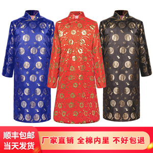 寿衣长袍男士全套加厚棉袍女款七件套纯棉老年人寿服唐装冲喜大衣