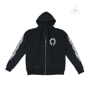 美国正品chrome hearts克罗心男女同款马蹄十字花臂拉链连帽卫衣