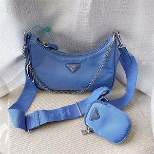 蔚蓝中古 prada/普拉达 蓝色三合一斜跨包99新