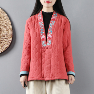 民族风复古棉麻小棉袄女冬短款中国风盘扣加厚茶服棉衣棉服外套