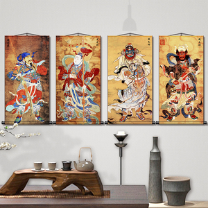 赵马温关四大元帅王灵官画像道场画挂画护法邓殷元帅丝绸卷轴画