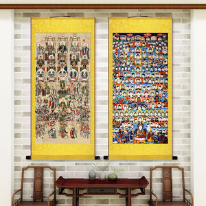 佛道总真图全神图神像挂画全佛图满堂佛众佛图佛像画像卷轴画